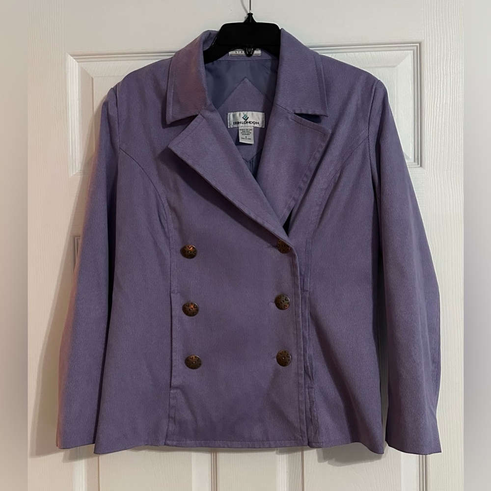 Erin London purple corduroy double-breasted blazer-style jacket - Size Small